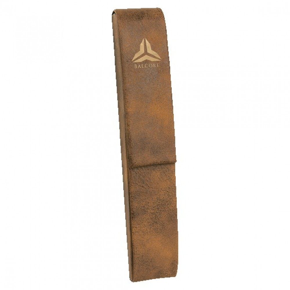 Logo Branded Engraved Rustic Faux Leather Single Pen Case 6 1/2" x 1" Logo Branded Engraved Rustic Faux Leather Single Pen Case 6 1/2" x 1"