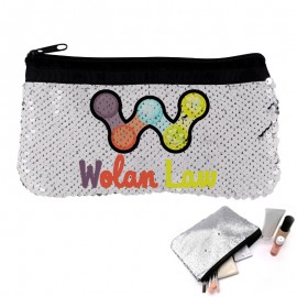 Logo Branded Full Color Sequin Zippered Pouch