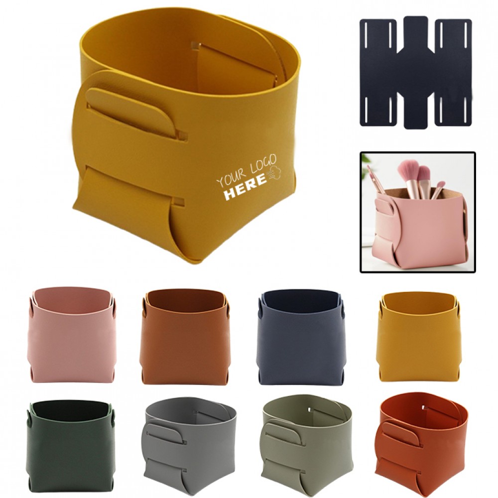 Leather Foldable Pencil Pen Holder Makeup Brush Holder with Logo
