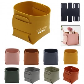 Leather Foldable Pencil Pen Holder Makeup Brush Holder with Logo