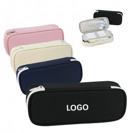 Custom Multi-Layer Solid Color Oxford Cloth Pencil Case w/Zipper