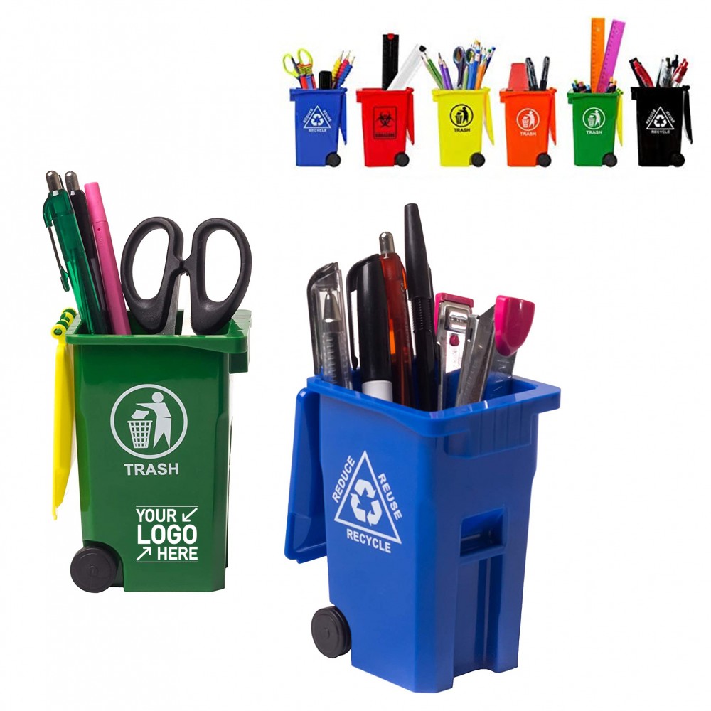 Logo Branded Mini Curbside Garbage Can Pen Holder Logo Branded Mini Curbside Garbage Can Pen Holder