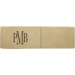 Engraved Light Brown Faux Leather Double Pen Case 6 1/2" x 2" with Logo
