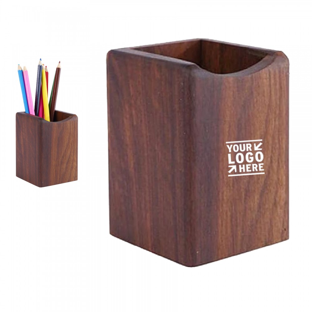 Wood Pen Holder with Logo