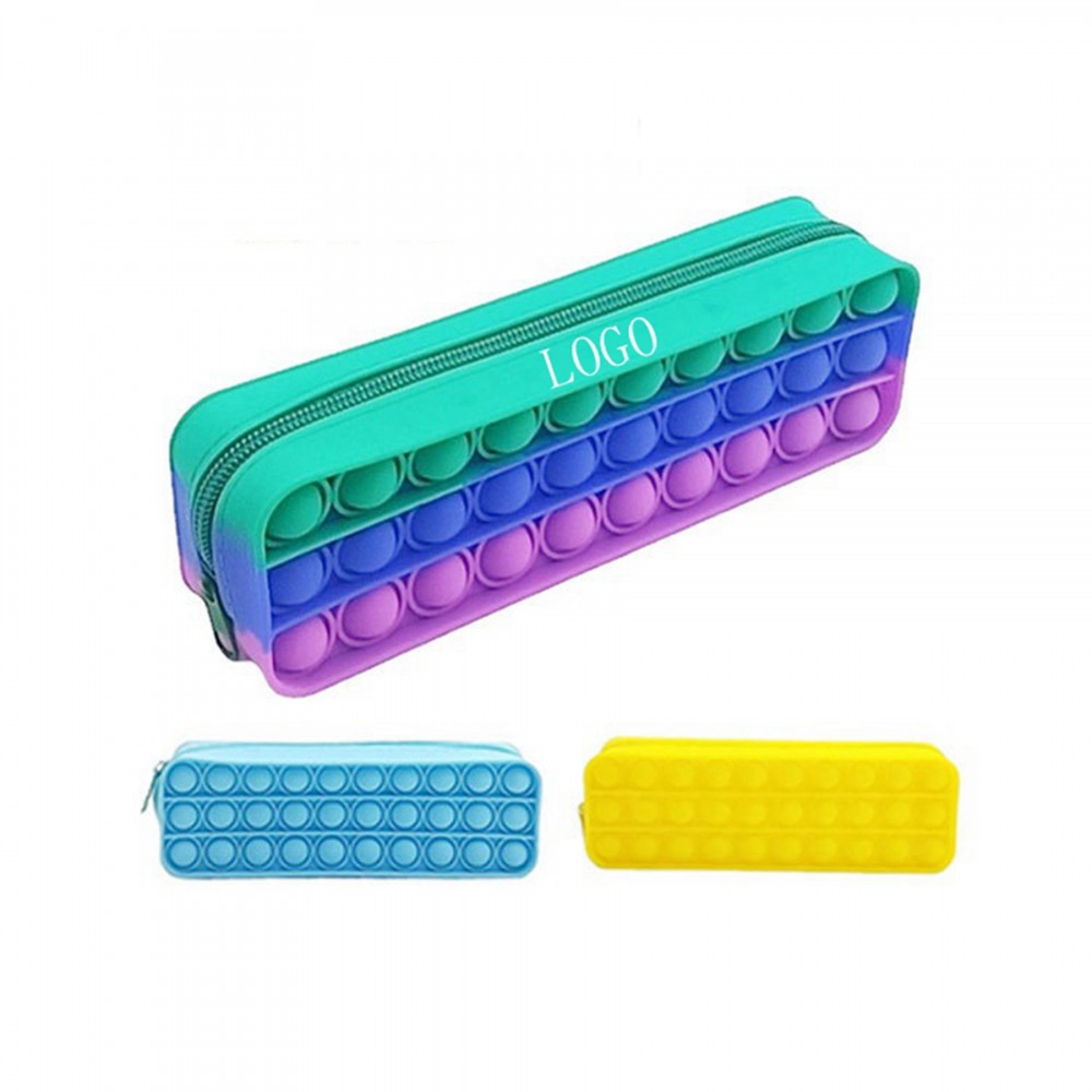 Promotional Square Shape Silicone Push Pop Bubble Toy Pencil Case