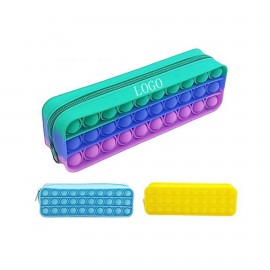 Square Shape Silicone Push Pop Bubble Toy Pencil Case with Logo