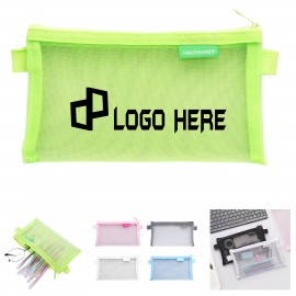 Transparent Nylon Mesh Pencil Pouch Case with Logo