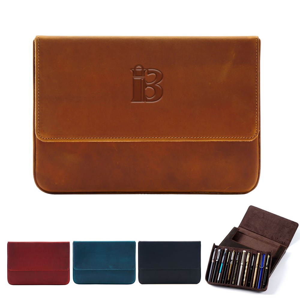 Promotional PU Leather Magnetic pencil case organizer