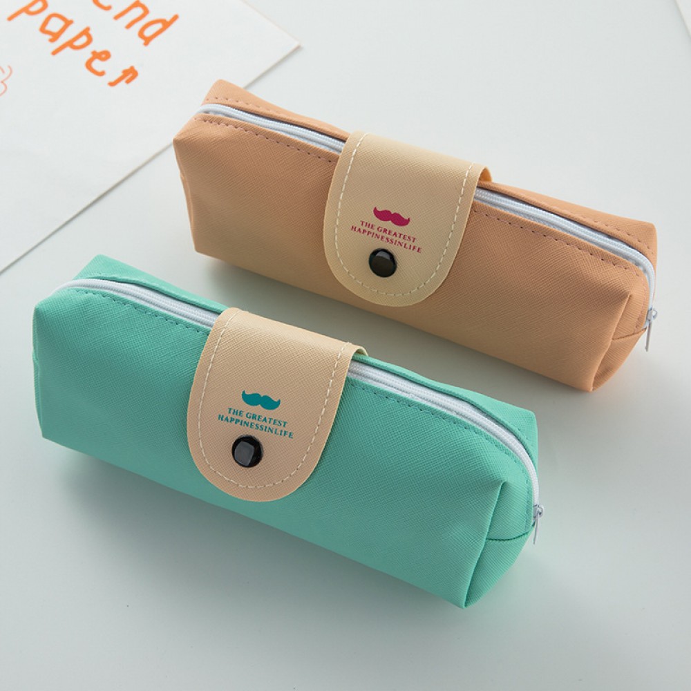 PU Pencil Case with Button with Logo PU Pencil Case with Button with Logo