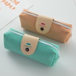 PU Pencil Case with Button with Logo