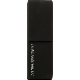 Personalized Black Faux Leather Double Pen Case 6 1/2" x 2" with Logo