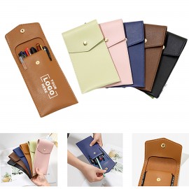 Large Capacity Faux Leather Pencil Case with Logo