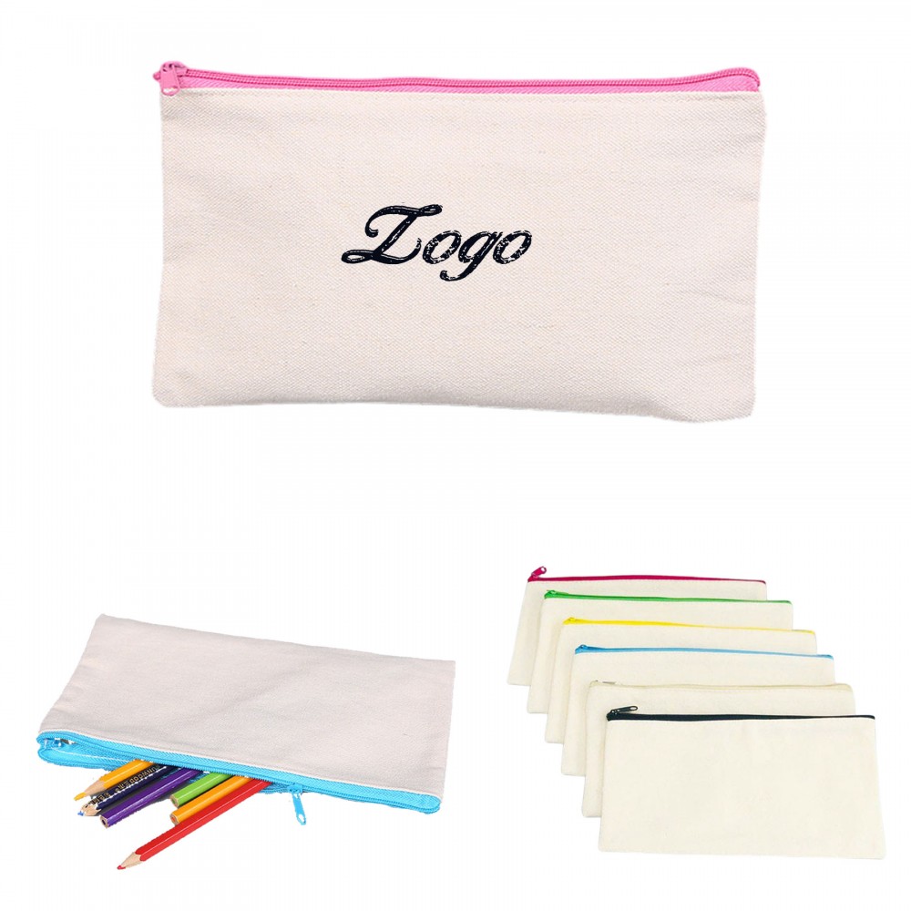 Logo Branded Canvas Zipper Pen Case Logo Branded Canvas Zipper Pen Case
