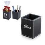 Classic Faux Leather Pen Holder with Logo
