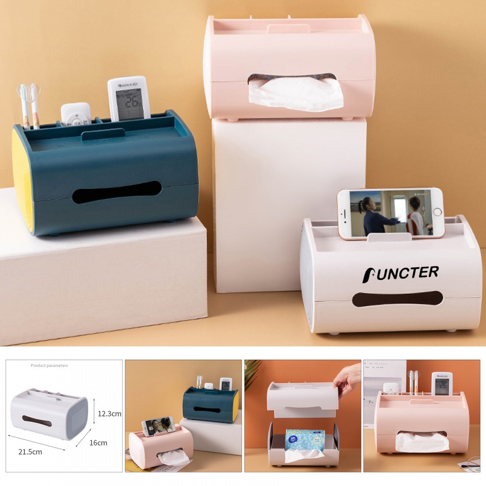 Promotional Tissue Box Holder, Multi-Functional Tissue Box Cover with Remote Control Holder