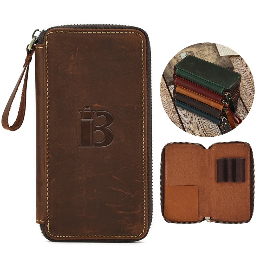 Promotional Genuine leather stationery box pencil case wallet