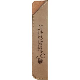 Customized Personalized Light Brown Faux Leather Pen Sleeve 6 1/4" x 1 1/4"