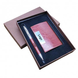 2-Piece Office Gift Set Metal Ball Pen and Card Case with Logo  2-Piece Office Gift Set Metal Ball Pen and Card Case with Logo