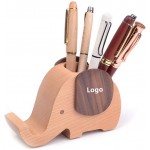 Personalized Elephant Wooden Pen Cup Pencil Holder with Cell Phone Stand