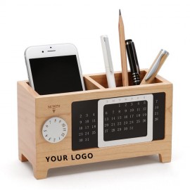 Wooden Pencil Holder Desk Organizer with Logo  Wooden Pencil Holder Desk Organizer with Logo