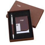 2-Piece Gift Set Metal Ball Pen and Card Case with Logo