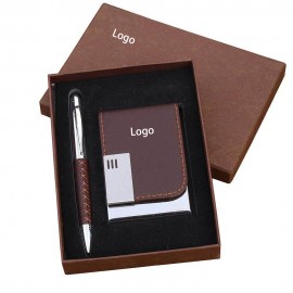 2-Piece Gift Set Metal Ball Pen and Card Case with Logo  2-Piece Gift Set Metal Ball Pen and Card Case with Logo