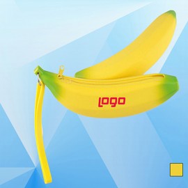 Banana-Shaped Silicone Pencil Pouch with Logo
