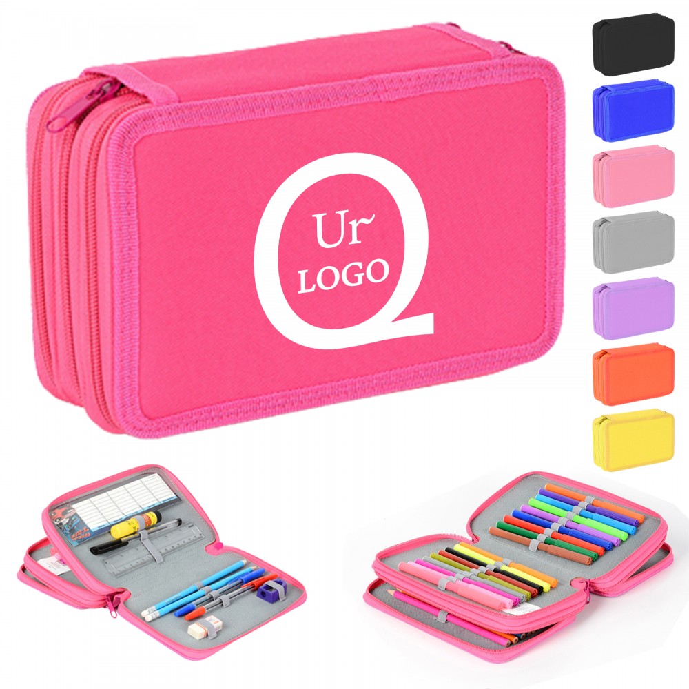 Logo Branded Three-Layer Oxford Cloth Stationery Case