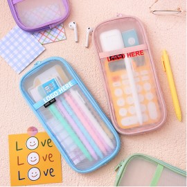 Zippered Mesh Pencil Case with Logo  Zippered Mesh Pencil Case with Logo