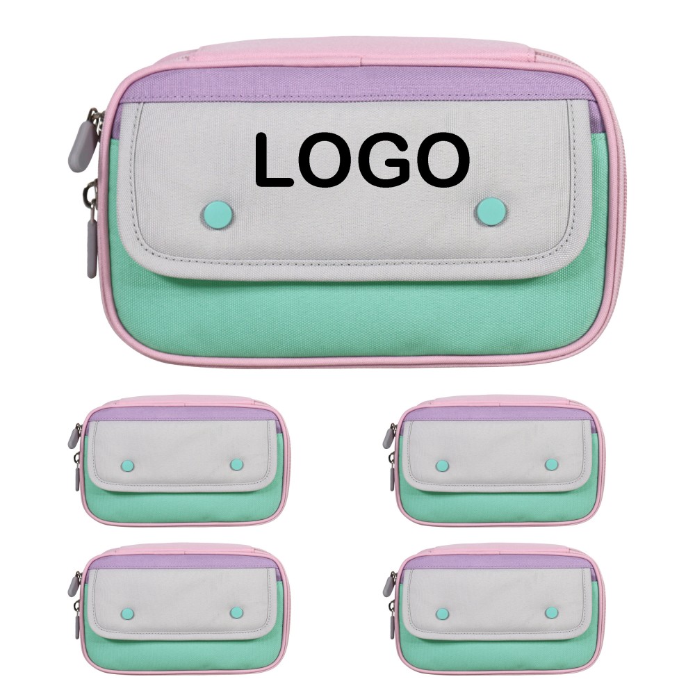 Customized Large Capacity Color Block Pencil Case Customized Large Capacity Color Block Pencil Case