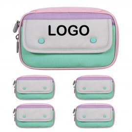 Customized Large Capacity Color Block Pencil Case