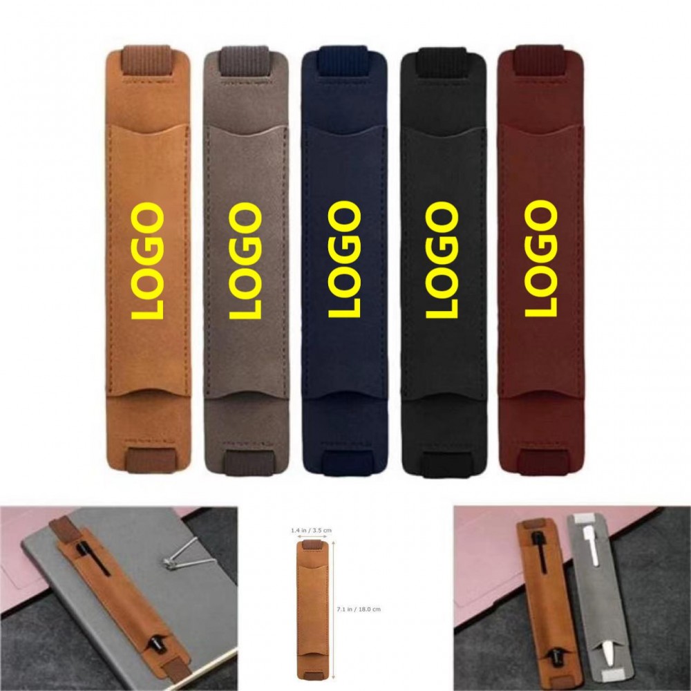 Adjustable Elastic Band PU Leather Pen Holder with Logo Adjustable Elastic Band PU Leather Pen Holder with Logo