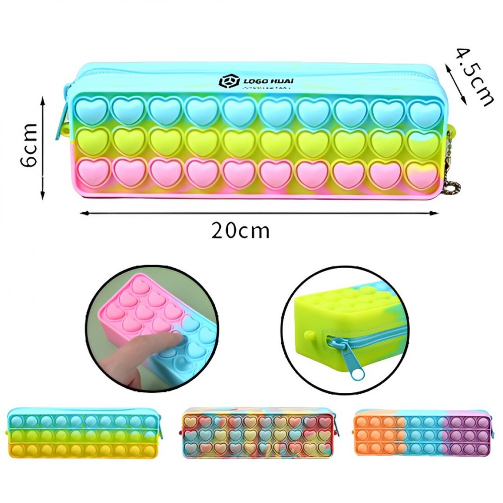 Personalized Silicone Waterproof Push Bubble Pencil Bags