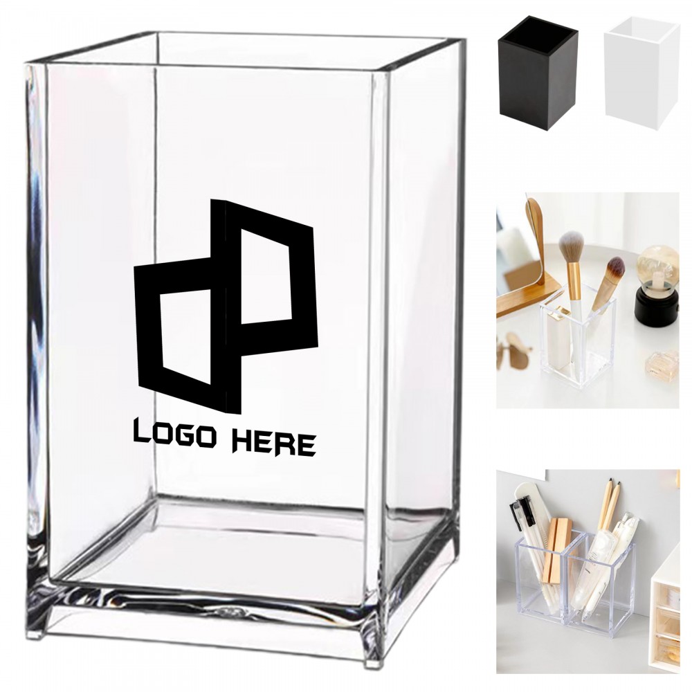 Customized Clear Acrylic Square Pen Holder