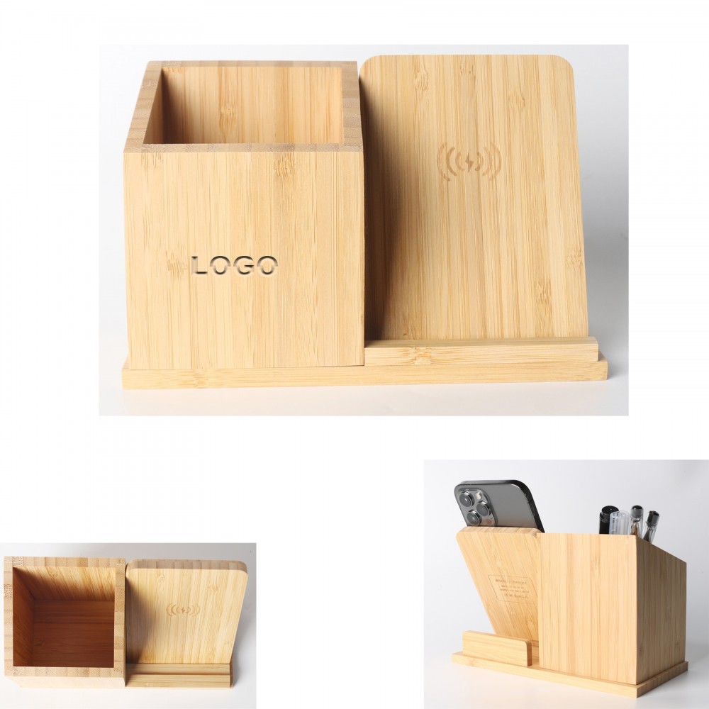 2-in-1 Pen Holder with Wireless Charger with Logo