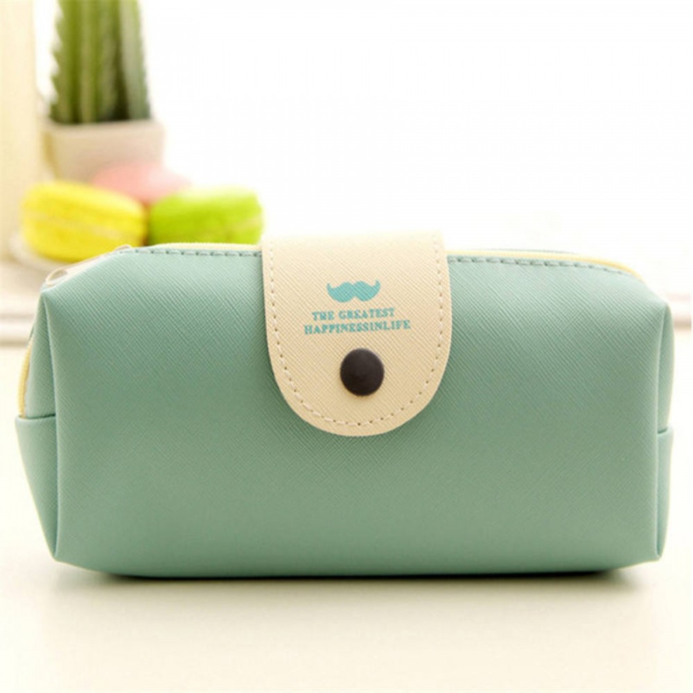 Logo Branded PU Snap Button Stationery Bag Pencil Case Logo Branded PU Snap Button Stationery Bag Pencil Case
