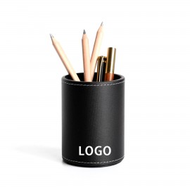 Round Leather Pen Holder with Logo