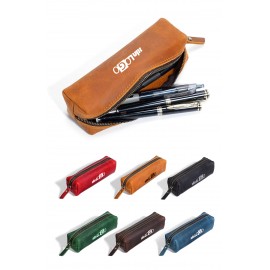 Custom Crazy Horse Full-Grain Leather Pencil Cas