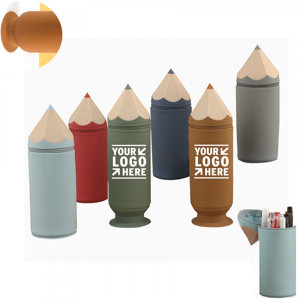 Promotional Silicone Retractable Suction Pencil Case