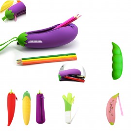 Silicone Fruit and Vegetable Shaped Pencil Case with Logo