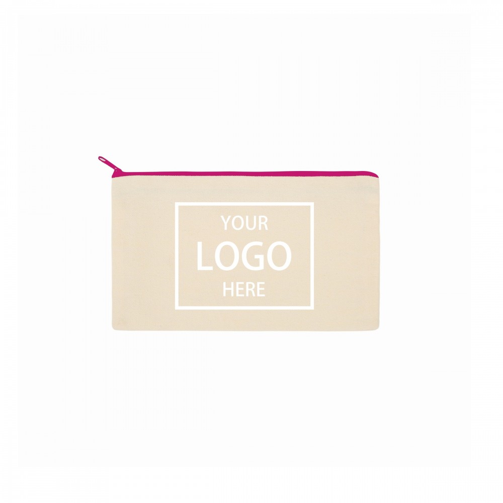 Canvas Zippered Pencil Case with Logo