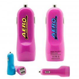 Turbo USB Car Chargers-Magenta Pink with Logo  Turbo USB Car Chargers-Magenta Pink with Logo