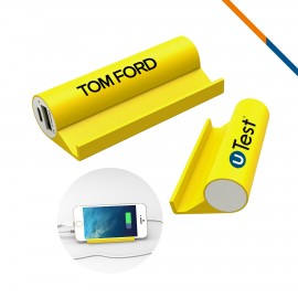 2in1 Power Bank Stand-2000 MAH (Yellow) with Logo  2in1 Power Bank Stand-2000 MAH (Yellow) with Logo