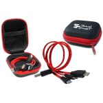 Personalized 3-in-1 Type C Braided Charging Cables in Deluxe Zippered Case