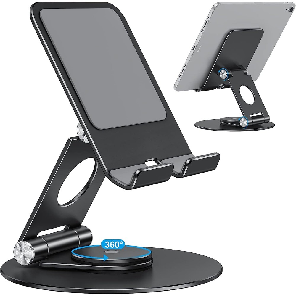 Customized Tablet Stand for iPad, Swivel Tablet Stand with 360 Rotating Base, Foldable Adjustable Holder