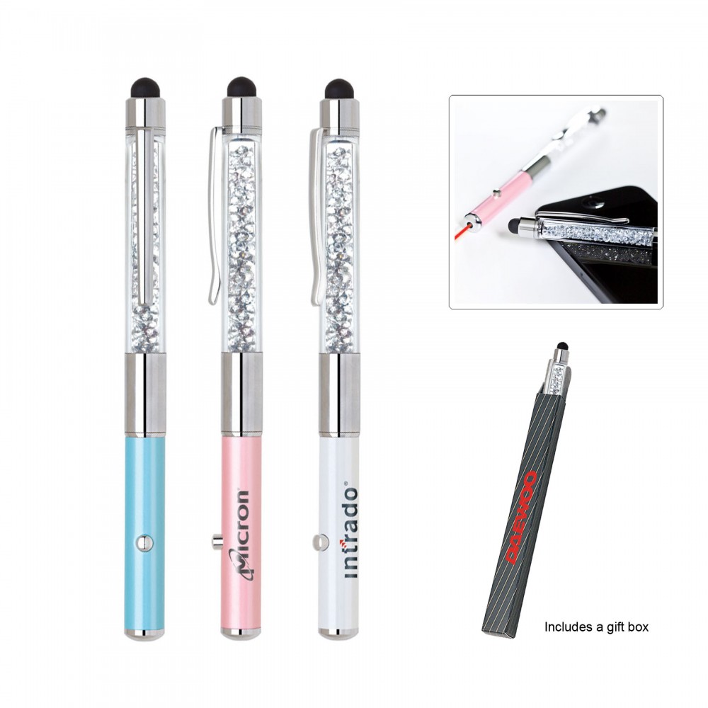 Crystal Stylus Metal Pen W/ Laser Pointer with Logo