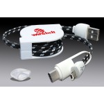Retract-it Type C LED Lighted 3-in-1 USB Charging Cable for Mobile Devices with Logo