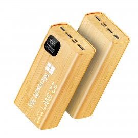 Logo Branded 10000 mAh Power Bank , Portable Charger Bamboon Wooden Grain Power Pack For iPhone Android