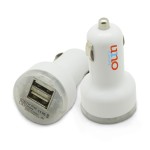 Piston USB Car Charger (White) with Logo