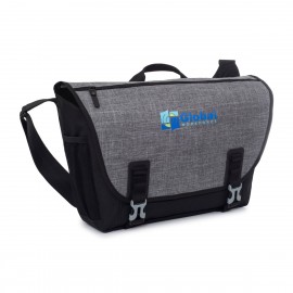 Nova Computer Messenger Bag - Black-Charcoal Heather with Logo